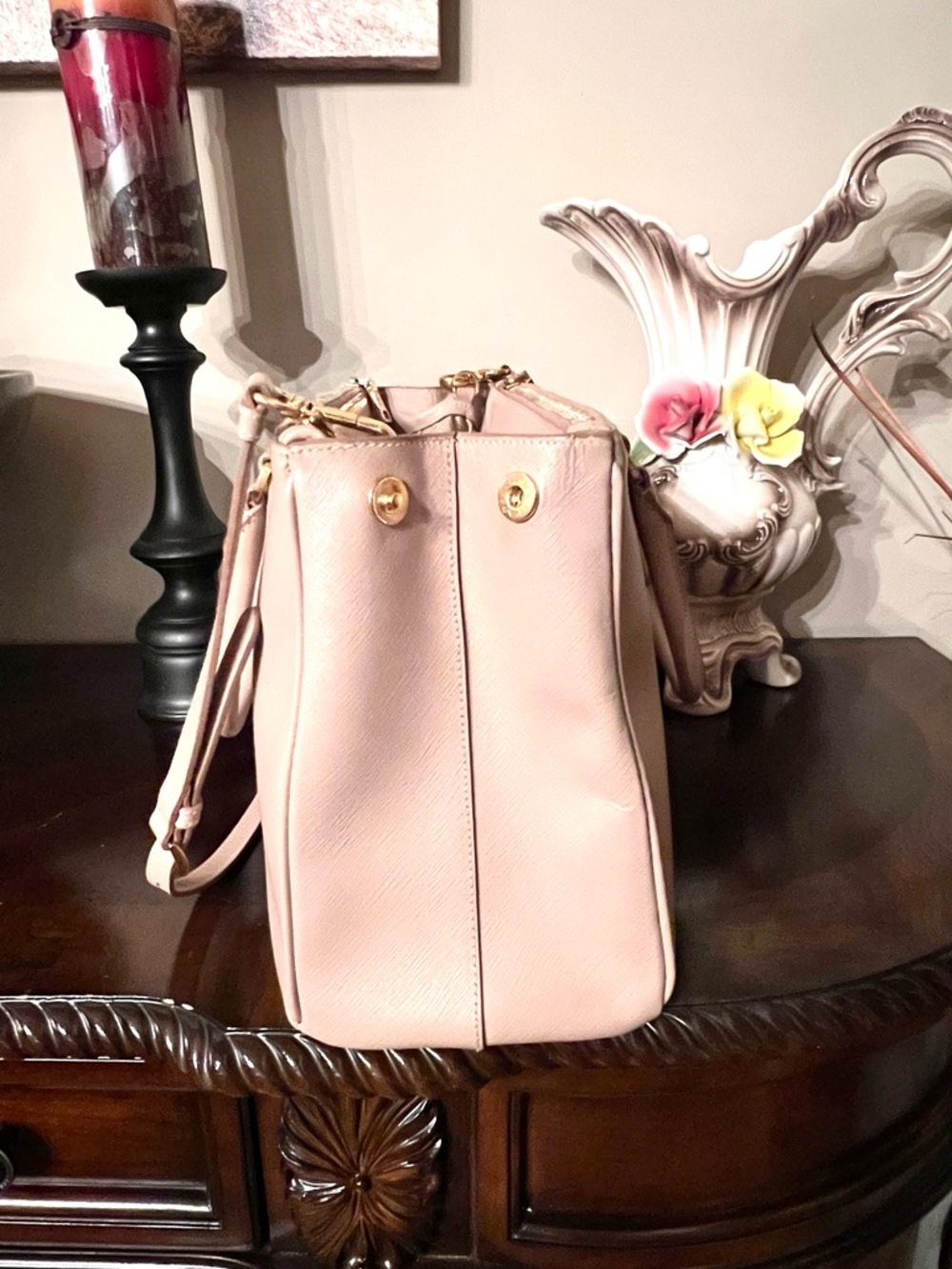 Prada Saffiano Leather Satchel in Blush Pink - Picture 2 of 16